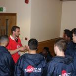 Pre-match team talk with Wales and Lions captain Sam Warburton.